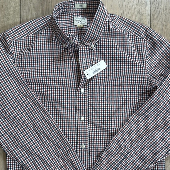 J. Crew Men's Casual Button Down Shirt - Red and Blue Checkered - Picture 2 of 7